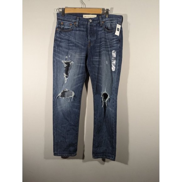 NEW Gap Relaxed Boyfriend Distressed Jeans Women's Size 27 - Picture 1 of 6